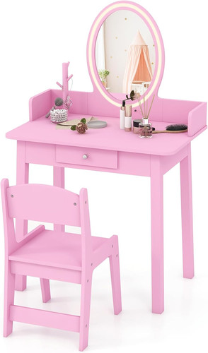 Kids vanity table - table, stool