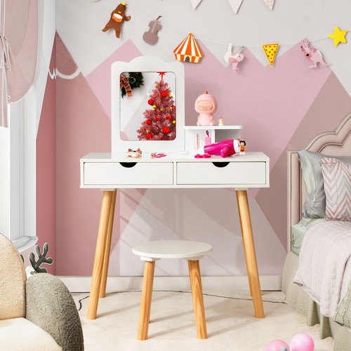Wooden kids vanity stool - vanity,